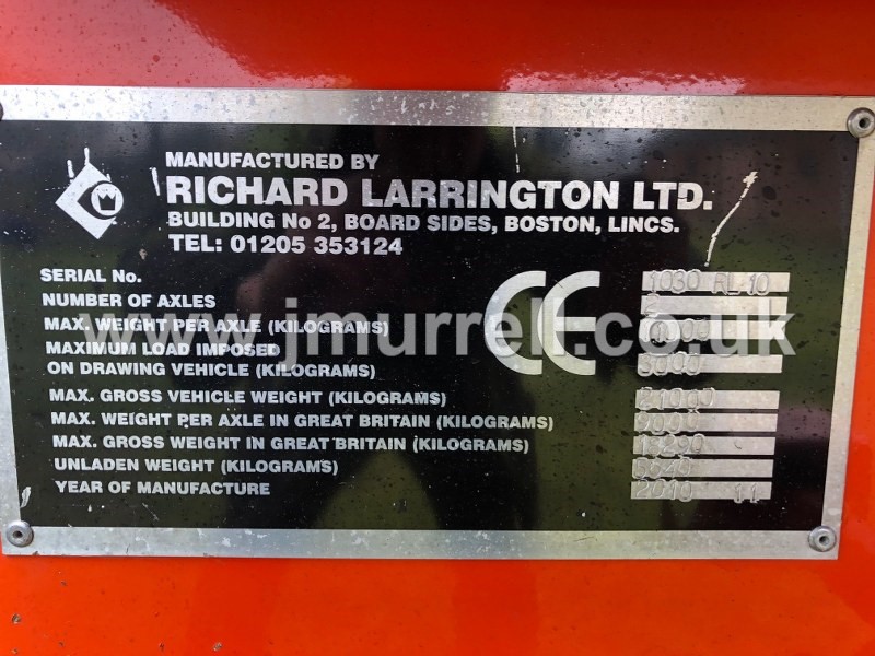 Larrington 14 Tonne Grain Trailer For Sale