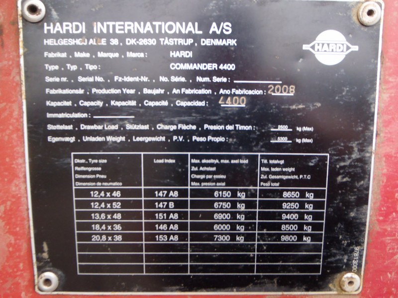 Hardi Commander 4400I sprayer for sale