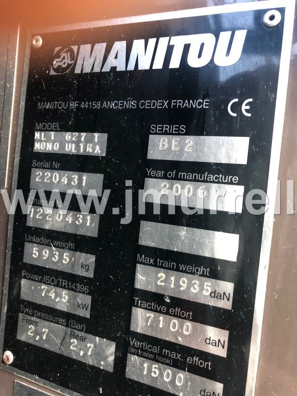 Manitou MLT627 Ultra Turbo Telehandler For Sale