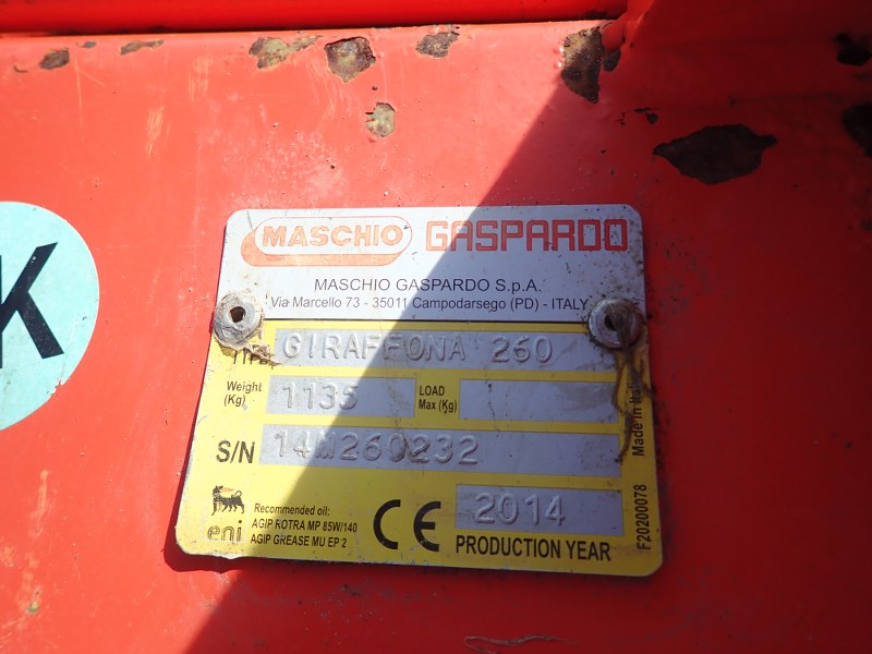 Maschio Gaspardo Giraffona 260 topper for sale