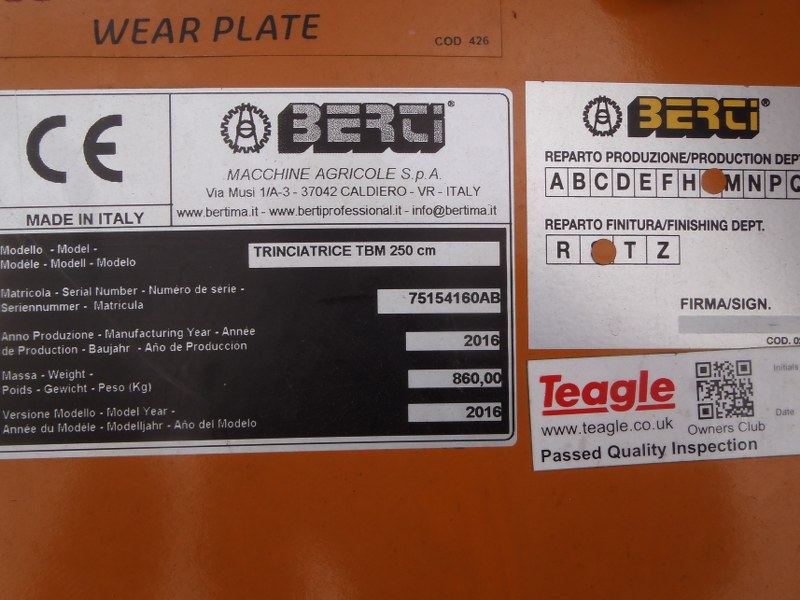 Teagle TBM250 flail mower for sale